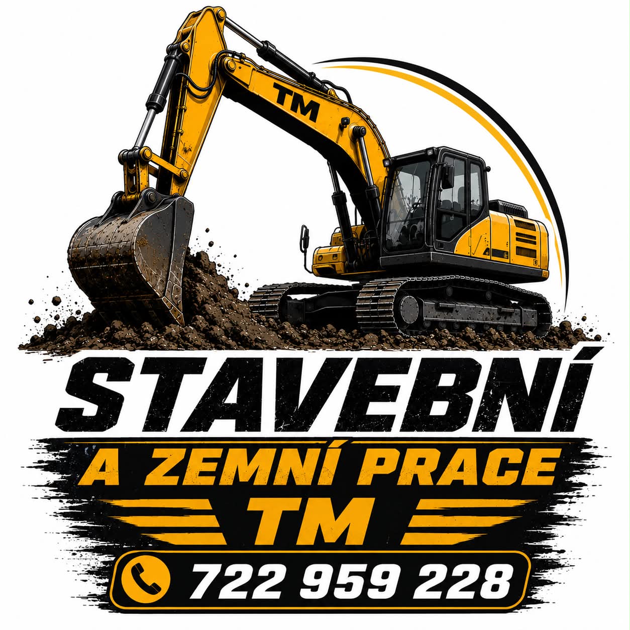Stavební a zemní práce TM - logo s bagrem